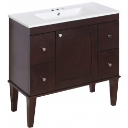 American Imaginations AI-518 Birch Wood-Veneer Vanity Set In Antique Walnut