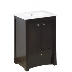American Imaginations AI-1657 Birch Wood-Veneer Vanity Set In Distressed Antique Walnut