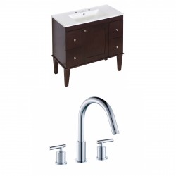 American Imaginations AI-8202 Birch Wood-Veneer Vanity Set In Antique Walnut With 8-in. o.c. CUPC Faucet