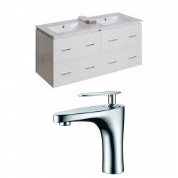 American Imaginations AI-8471 Plywood-Veneer Vanity Set In White With Single Hole CUPC Faucet