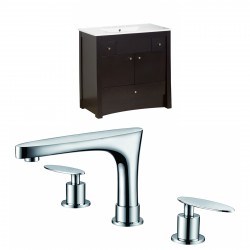 American Imaginations AI-10767 Birch Wood-Veneer Vanity Set In Distressed Antique Walnut With 8-in. o.c. CUPC Faucet