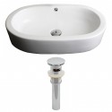 American Imaginations AI-14790 Oval Vessel Set In White Color And Drain