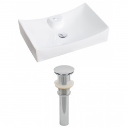 American Imaginations AI-14797 Rectangle Vessel Set In White Color And Drain