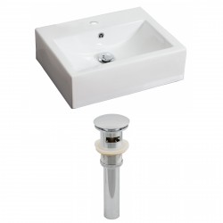 American Imaginations AI-14810 Rectangle Vessel Set In White Color And Drain