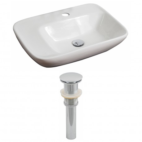 American Imaginations AI-14816 Rectangle Vessel Set In White Color And Drain
