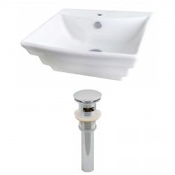 American Imaginations AI-14821 Rectangle Vessel Set In White Color And Drain