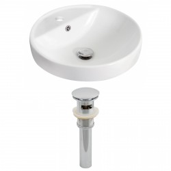 American Imaginations AI-14835 Round Vessel Set In White Color And Drain