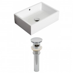 American Imaginations AI-14838 Rectangle Vessel Set In White Color And Drain
