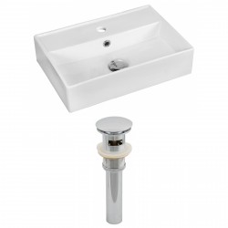 American Imaginations AI-14848 Rectangle Vessel Set In White Color And Drain