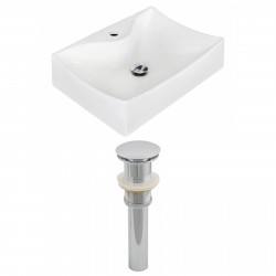American Imaginations AI-14857 Rectangle Vessel Set In White Color And Drain