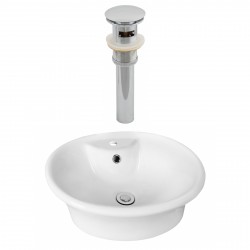 American Imaginations AI-14872 Oval Vessel Set In White Color And Drain