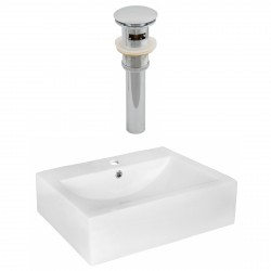 American Imaginations AI-14880 Rectangle Vessel Set In White Color And Drain