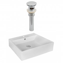 American Imaginations AI-14881 Rectangle Vessel Set In White Color And Drain