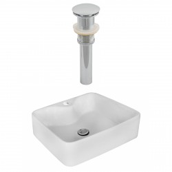 American Imaginations AI-14882 Rectangle Vessel Set In White Color And Drain