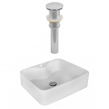 American Imaginations AI-14882 Rectangle Vessel Set In White Color And Drain