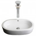 American Imaginations AI-14893 Oval Vessel Set In White Color And Drain
