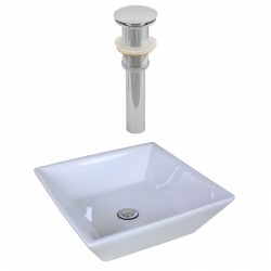 American Imaginations AI-14905 Square Vessel Set In White Color And Drain
