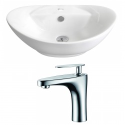American Imaginations AI-14958 Oval Vessel Set In White Color With Single Hole CUPC Faucet