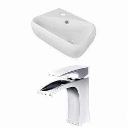 American Imaginations AI-15299 Rectangle Vessel Set In White Color With Single Hole CUPC Faucet