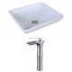 American Imaginations AI-17957 Square Vessel Set In White Color With Deck Mount CUPC Faucet