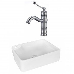 American Imaginations AI-18002 Rectangle Vessel Set In White Color With Single Hole CUPC Faucet