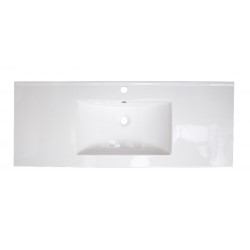 American Imaginations AI-1296 39.75-in. W x 18.25-in. D Ceramic Top In White Color For Single Hole Faucet