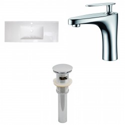 American Imaginations AI-16579 Ceramic Top Set In White Color With Single Hole CUPC Faucet And Drain