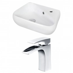 American Imaginations AI-15341 Unique Vessel Set In White Color With Single Hole CUPC Faucet