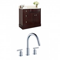 American Imaginations AI-8783 Birch Wood-Veneer Vanity Set In Coffee With 8-in. o.c. CUPC Faucet