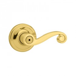 Kwikset 300LL US3 RH SCAL SC Right Handed Lido Privacy Lever in Polished Brass