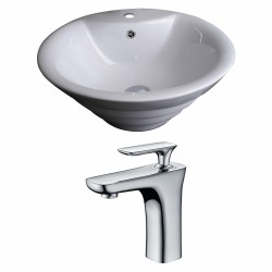 American imaginations AI-14919 Round Vessel Set In White Color With Single Hole CUPC Faucet