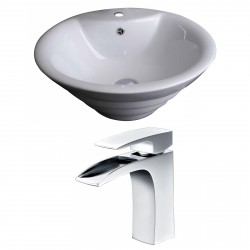 American imaginations AI-14920 Round Vessel Set In White Color With Single Hole CUPC Faucet