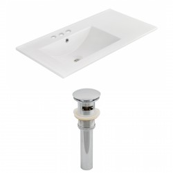 American imaginations AI-15567 Ceramic Top Set In White Color And Drain