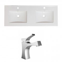 American Imaginations AI-15840 Ceramic Top Set In White Color With Single Hole CUPC Faucet