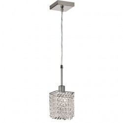 Dainolite 1279SQ 1 Light Crystal Mini Pendant, Square, Polished Chrome Finish,