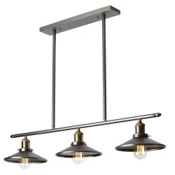 Dainolite 405 3LT Horizontal Pendant, Vintage Steel