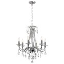 Dainolite 615 6 Light Crystal Chandelier, Polished Chrome Finish