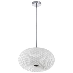 Dainolite 8915 3 Light Mackerel Glass Pendant, Satin Chrome