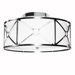 Dainolite CRU 4 Light Steel & Fabric Flush Mount Fixture