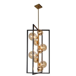 Dainolite GLA 9 Light Pendant, Matte Black / Vintage Bronze Finish, Champagne Glass