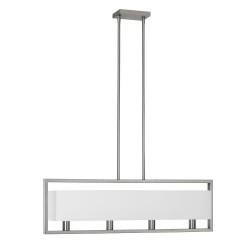 Dainolite LAR 4 Light Horizontal Pendant, w/ White Linen Shade