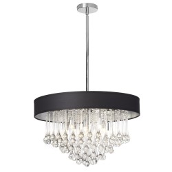 Dainolite TAM-238 8 Light Chandelier w/ Glass Droplets, Polished Chrome Finish