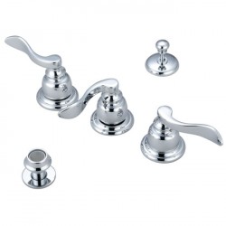 Kingston Brass KB8321NFL Nuwave French Three Handle Bidet Faucet w/ Brass Pop-up, Polished Chrome Finish