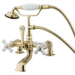 Kingston Brass CC21 Vintage 7" Deck Mount Clawfoot Tub Filler w/ porcelain cross