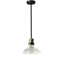 Dainolite 410 1LT Pendant, Black/Antique Brass Finish