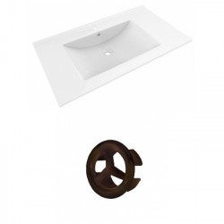 American Imaginations AI-20700 35.5-in. W 1 Hole Ceramic Top Set In White Color