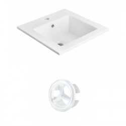 American Imaginations AI-20964 21-in. W 1 Hole Ceramic Top Set In White Color