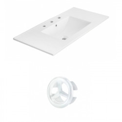 American Imaginations AI-20988 35.5-in. W 3H8-in. Ceramic Top Set In White Color