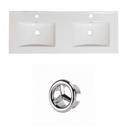 American Imaginations AI-21010 59-in. W 1 Hole Ceramic Top Set In White Color