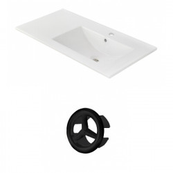 American Imaginations AI-21155 35.5-in. W 1 Hole Ceramic Top Set In White Color